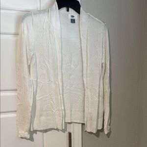Old Navy White Cable Knit Cardigan Sweater